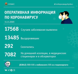 Коронавирус: Оперативная информация по Кузбассу на утро, 11 ноября