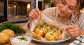 Картошка в пакете со сметаной: 12 минут в микроволновке — и вкус из детства на тарелке