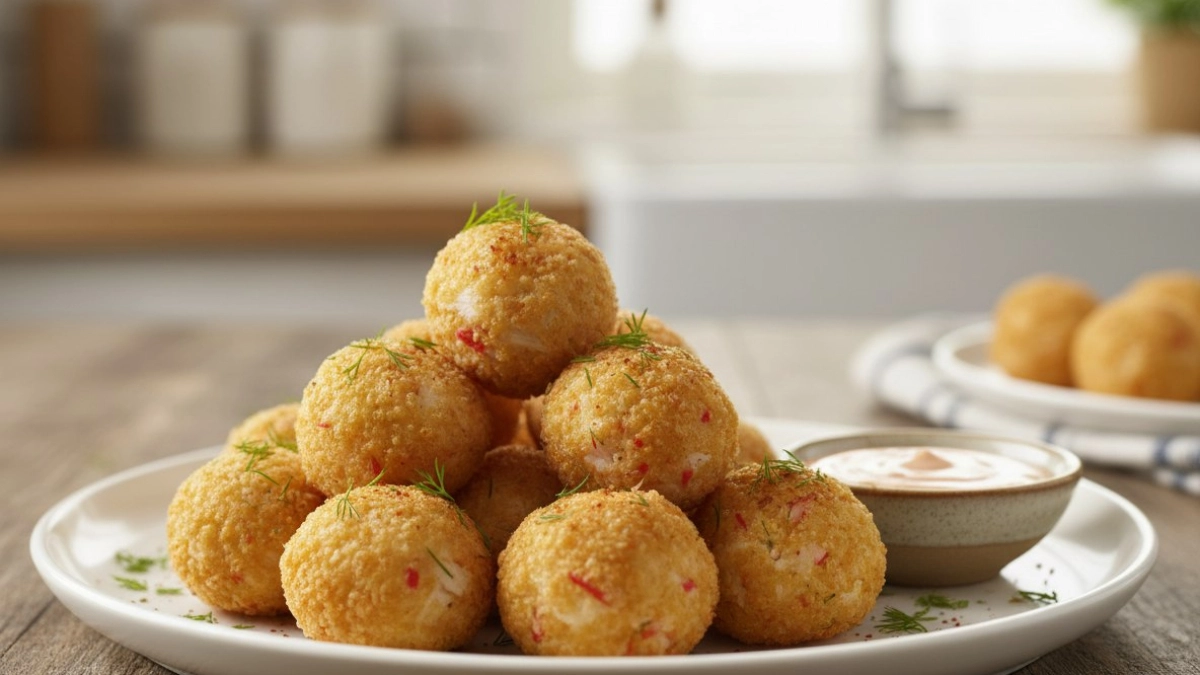 Закуска как в ресторане из крабовых палочек: нежные "шарики" в хрустящей панировке с сюрпризом из томата внутри 