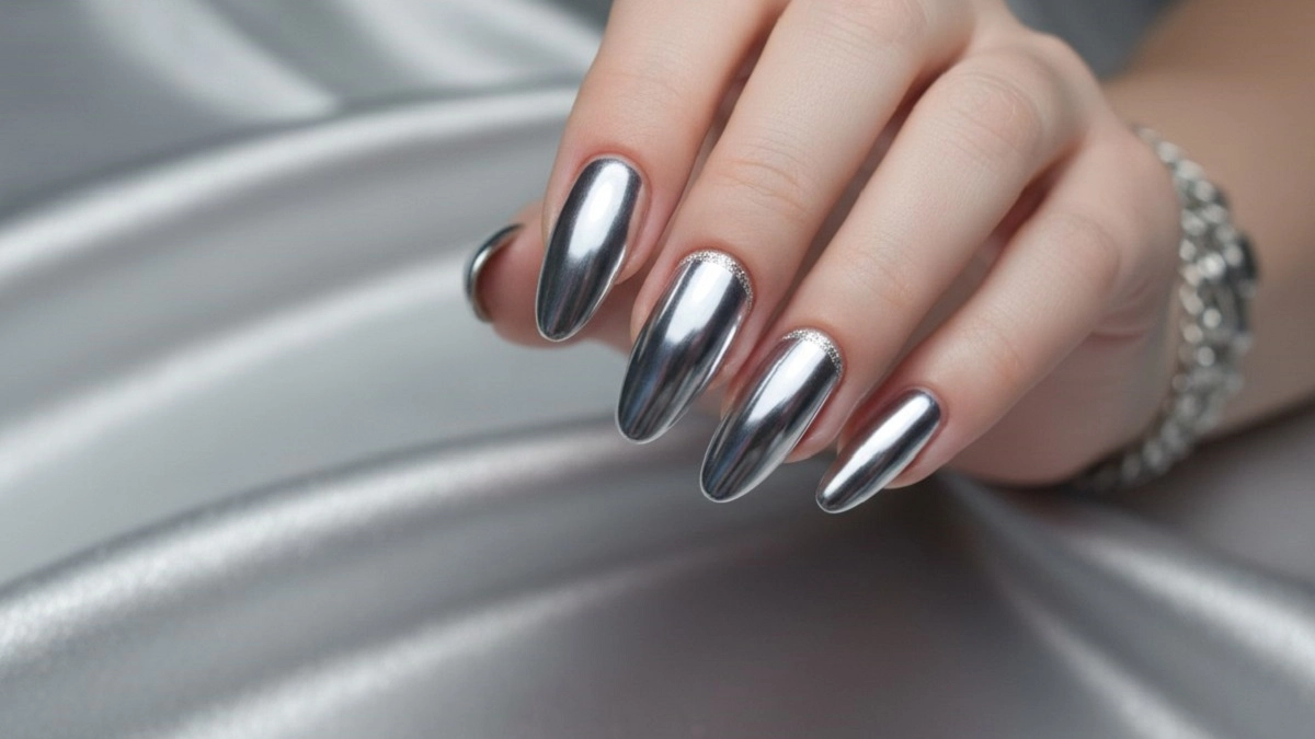 Серебряный металлический френч: как классика маникюра стала хитом лета 2026