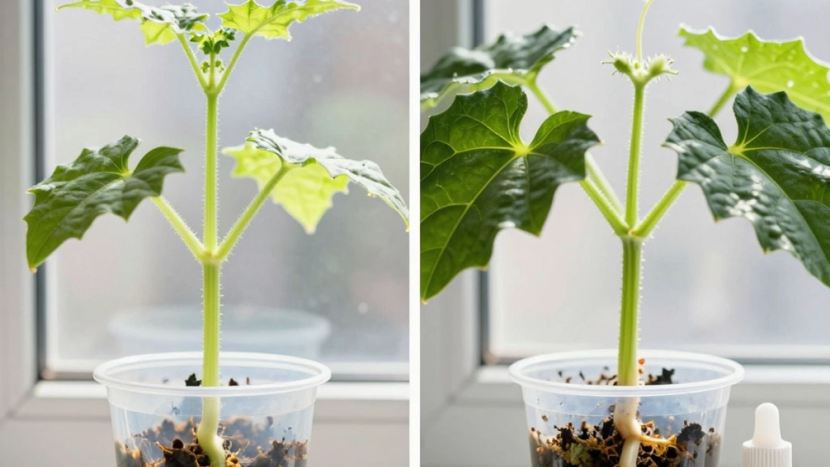 1 столовая ложка под корень сейчас — рассада огурцов стоит стеной, без всякой фитолампы