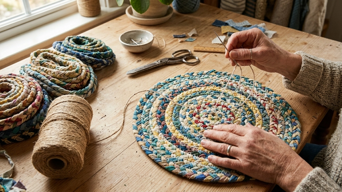Старые вещи и веревки не выбрасываю, а берегу как зеницу ока — плету коврики: простейшая техника, которую каждая знает с детства
