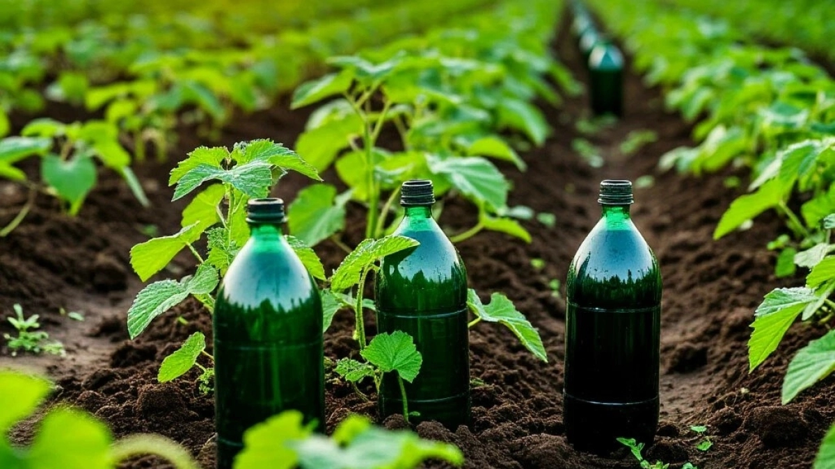 3 бутылки на грядки, и огурцы теперь сажаю смело — без теплицы и укрытий, возвратные заморозки не страшны