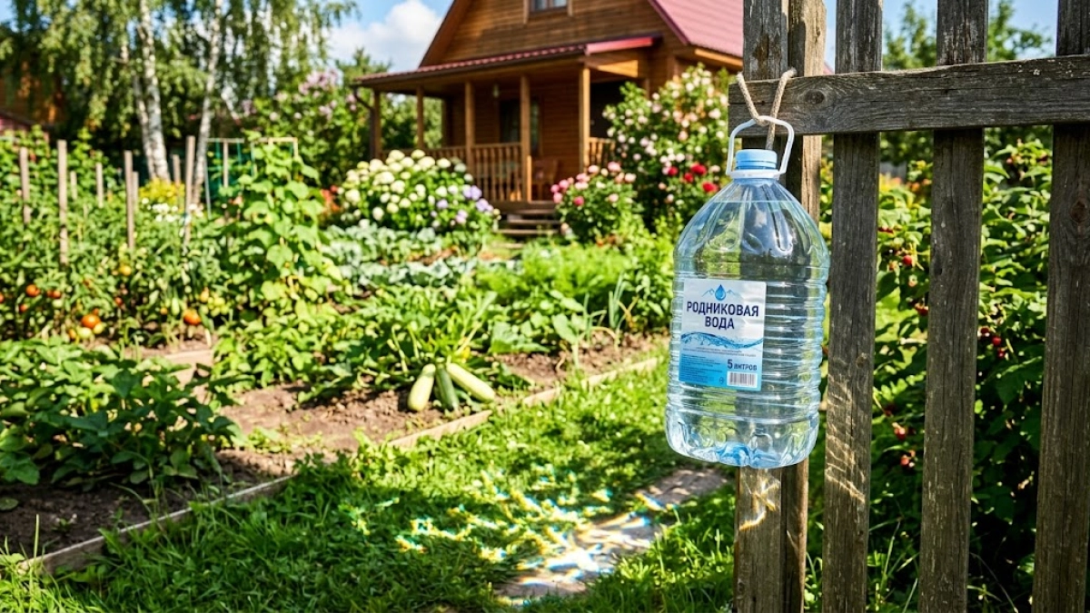 Подвешиваю бутылку с водой к забору: хитрый способ помог решить одну деликатную проблему — не нарадуюсь своей изобретательности