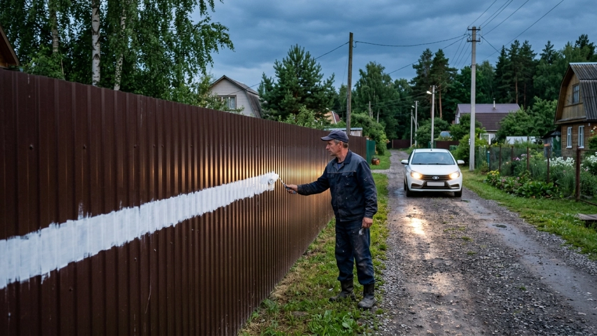 Зачем сосед по даче рисует белую полосу на новом заборе? Узнал секрет — и теперь тоже так делаю