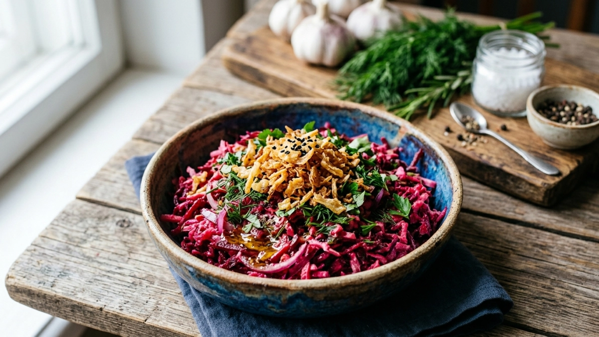 Тру свеклу на корейской терке и жарю лук — вкуснейшая закуска с соевым соусом и чесноком: идеально к мясу, картошке и с хлебом