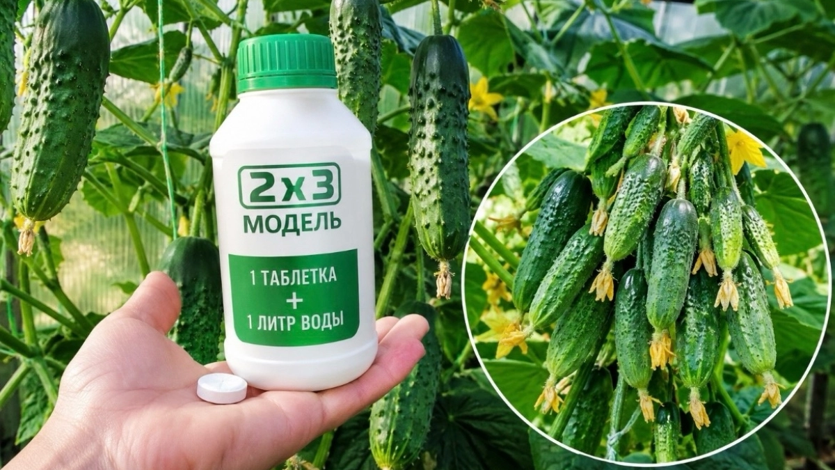 Модель 2х3 — таблетка + литр: огурцы шпарят как на дрожжах без желтизны листьев, с пачками завязей