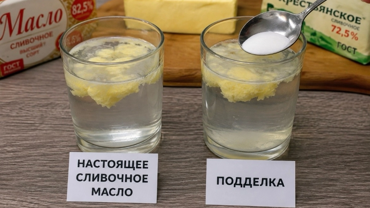 1 ложка в стакан горячей воды — и сразу понятно: настоящее сливочное масло или ловкая подделка