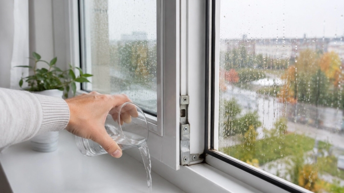 Стакан воды — и сразу все понятно: за 1 минуту проверяю готовность окна к зиме, пока не начались дожди