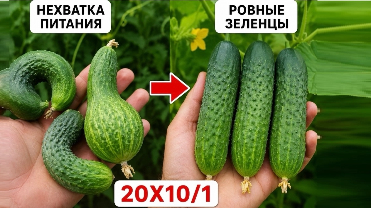 Крючки да пузатые «лампочки» — огурцы голодают, исправляю недокорм: схема 20х10/1 для ровных зеленцов