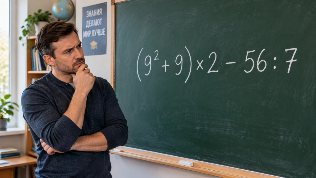 Восьмиклассники считают в уме: а вы справитесь с примером: (9² + 9) × 2 − 56 : 7 