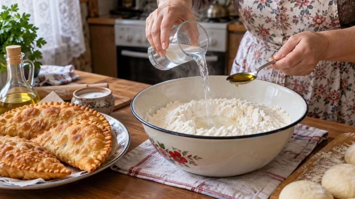 1 стакан с ложкой масла — и чебуречное тесто как в лучших студенческих кафешках: хрустит и пузырится