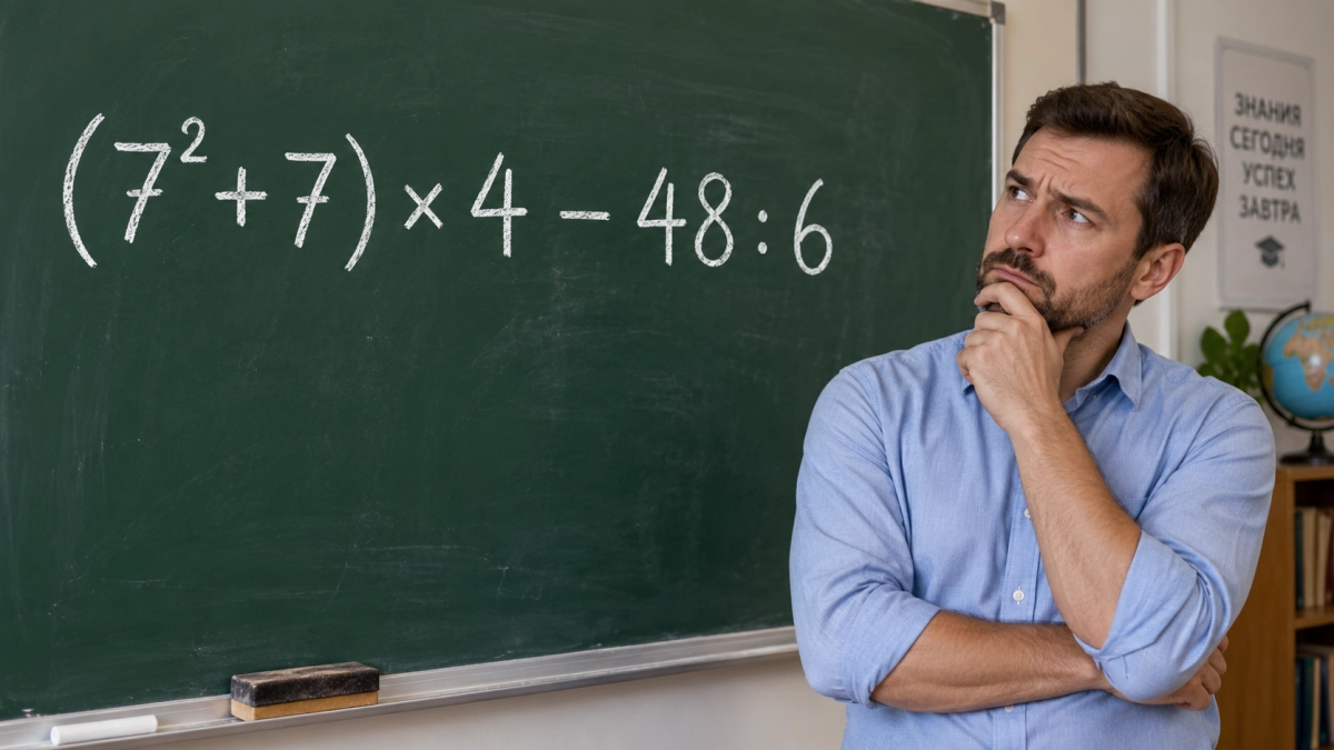 Проверьте, помните ли порядок действий: решите в уме (7² + 7) × 4 − 48 : 6 
