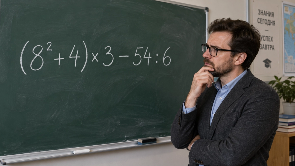 Восьмиклассники считают в уме: а вы справитесь с примером: (8² + 4) × 3 − 54 : 6