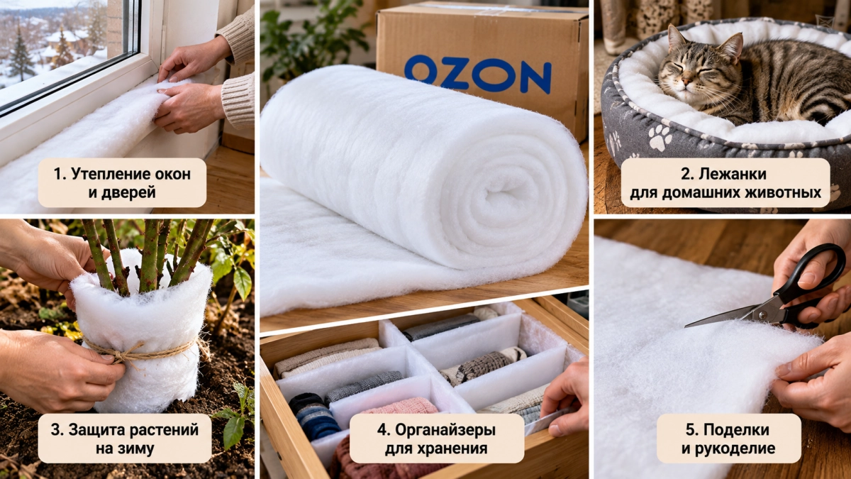 Рулонный синтепон с OZON в октябре скупают коробками, но не для подушек: 5 задач, которые он решает за минуту 