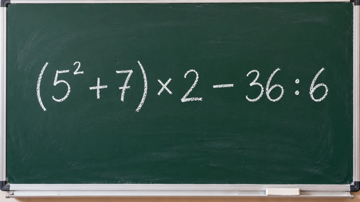 Всего 4 действия, но многие ошибаются: сможете правильно решить (5² + 7) × 2 − 36 : 6