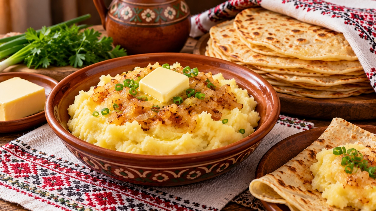Картофельное пюре теперь подаю только так: татарский кузикмяк с тонкими лепешками и сливочным маслом 