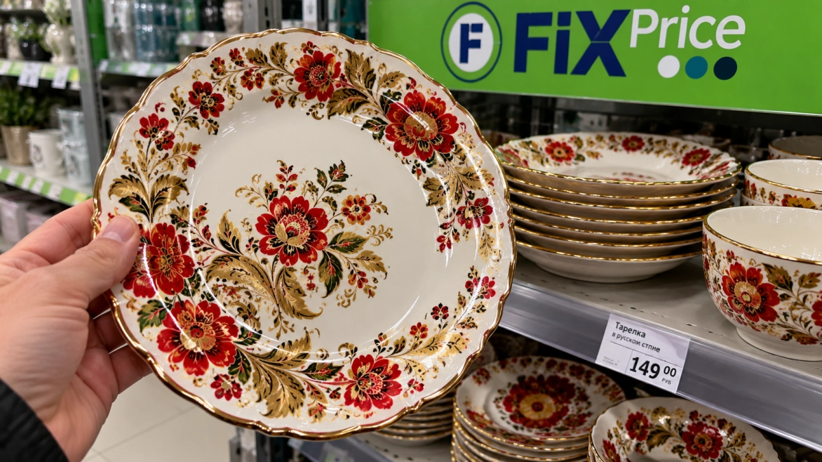 В Fix Price нашёл тарелки в русском стиле: выглядят так, будто их привезли из богатой купеческой усадьбы 