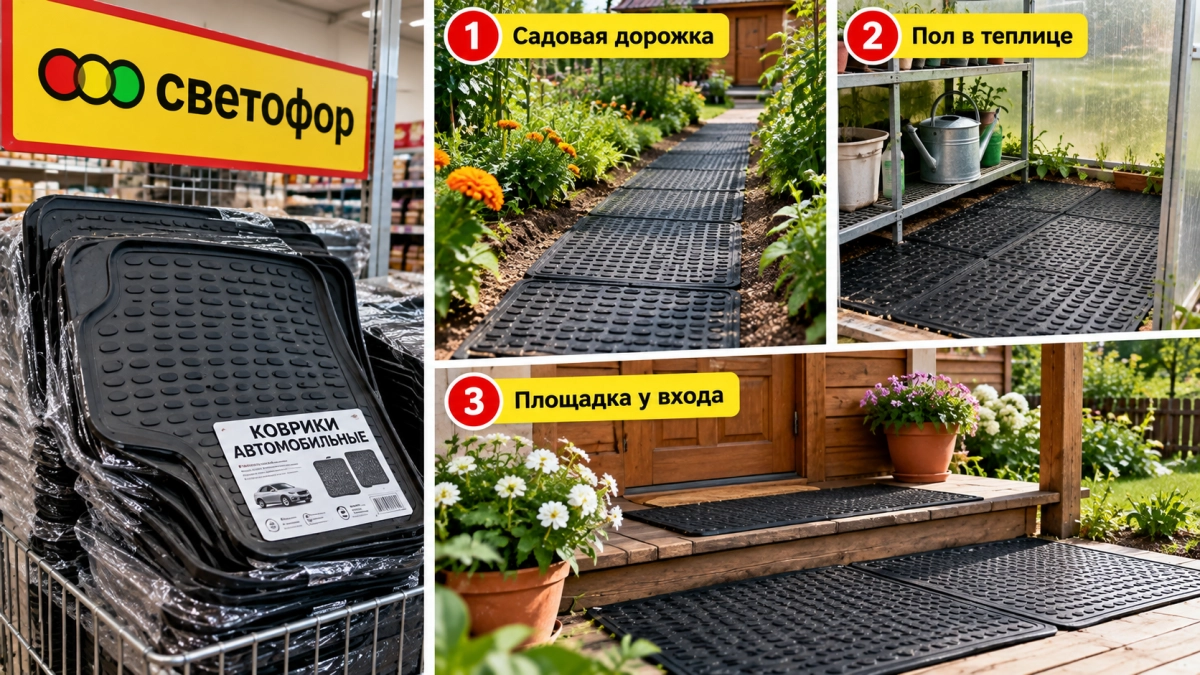 Автоковрики из «Светофора» скупаю пачками, хотя машины нет: 3 места на даче, где они заменяют дорогую плитку 